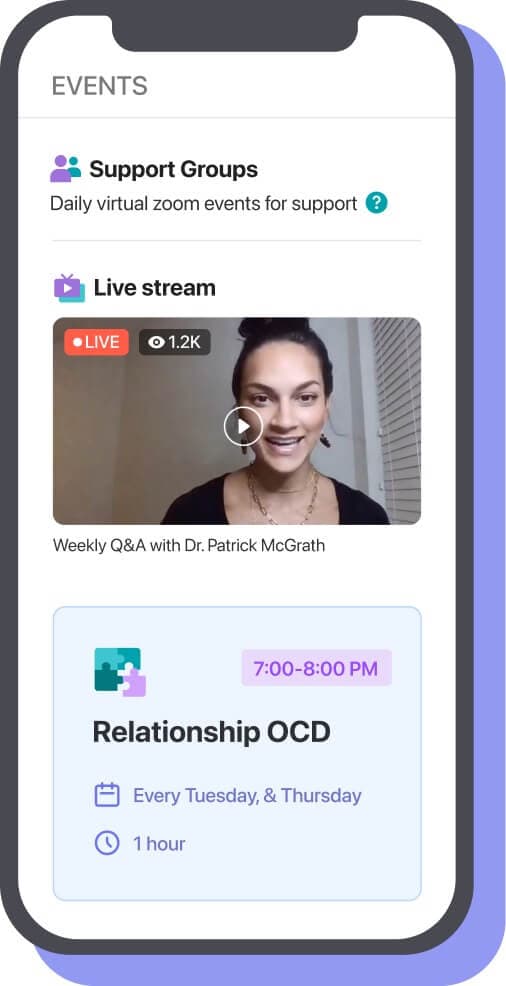 Your OCD help could include therapy via our iOS or Android app