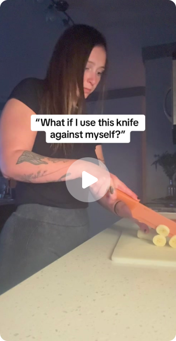 Thumbnail for a TikTok video reading "What if I use this knife against myself?"